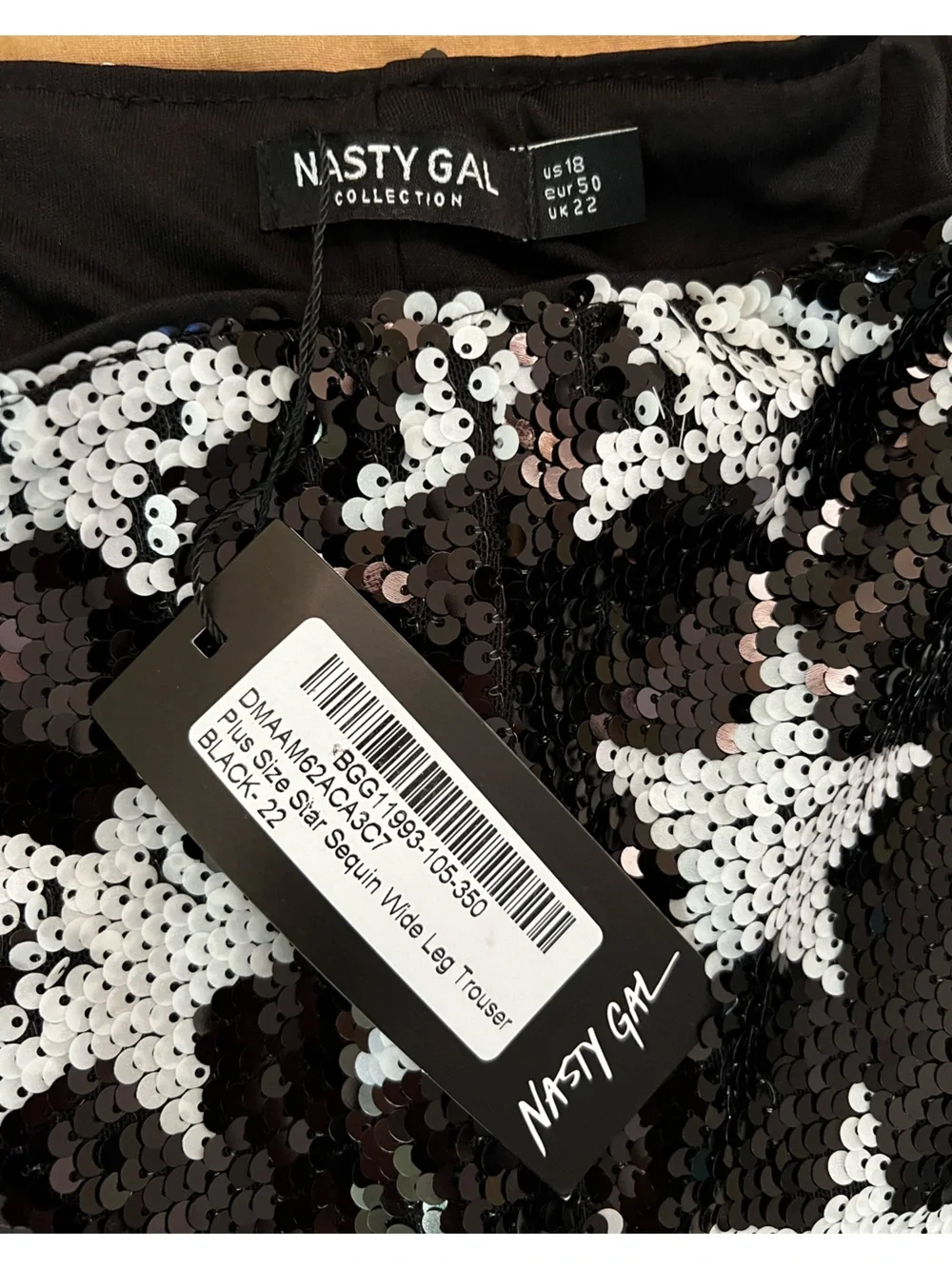 Nasty Gal Black Sequin Star Flare Pants